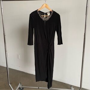 New Haute Hippie Black Jeweled Collar Dress Sz Small
